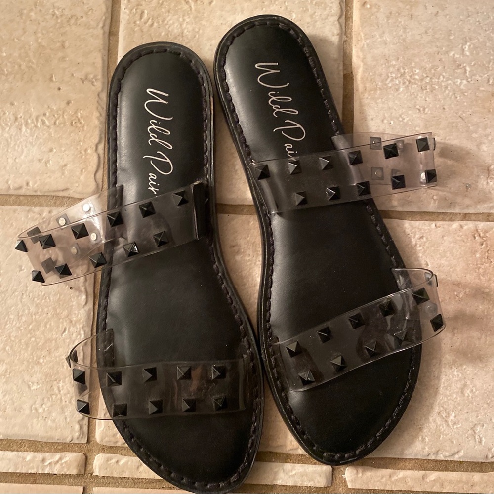 Womens Black Ginniev Slides, Sz 10